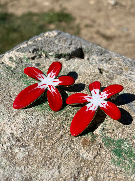 Boucle D’Oreille Fleure Rouge
