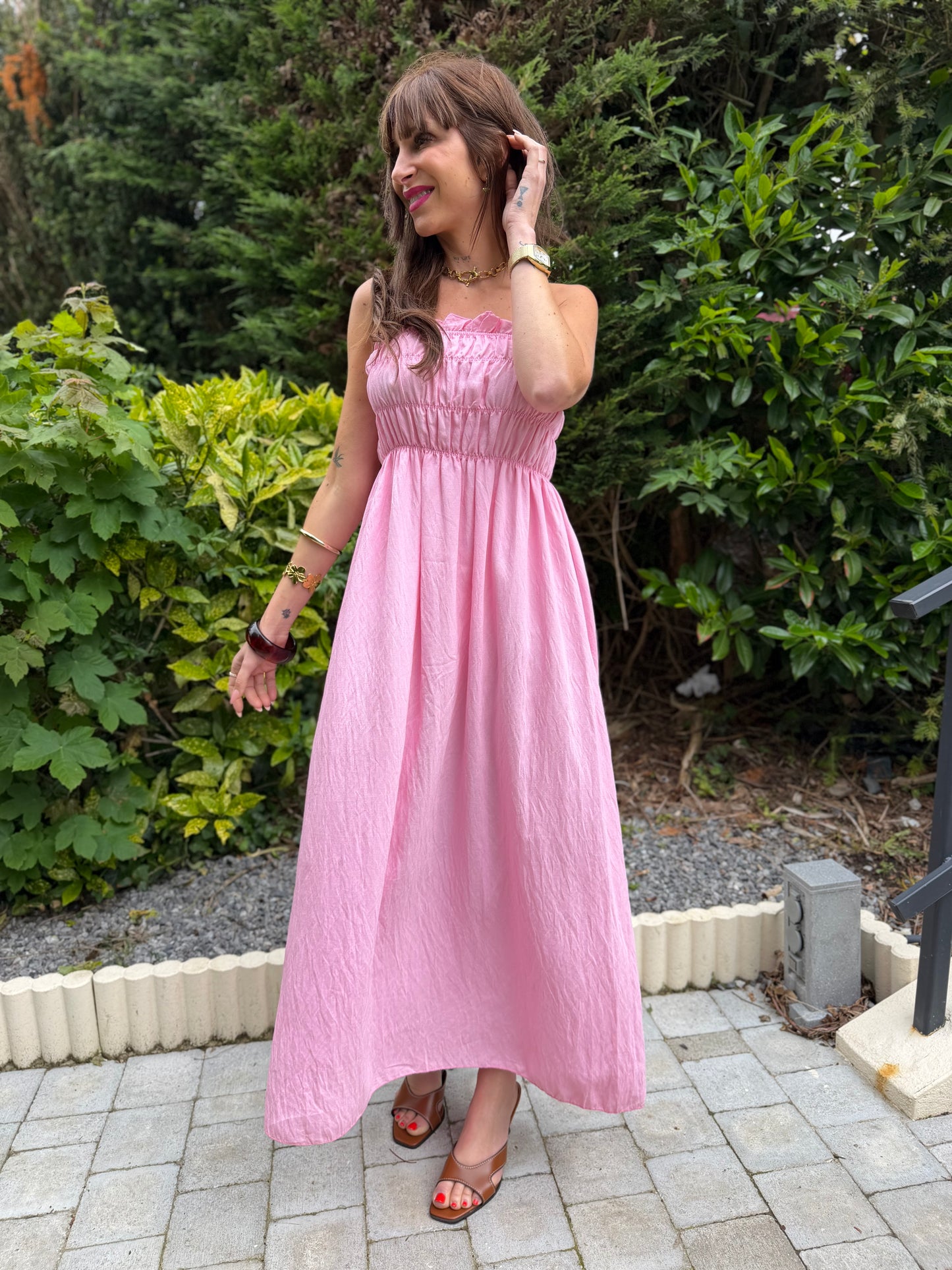 Robe Bustier Longue Rose