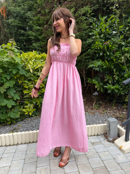 Robe Bustier Longue Rose
