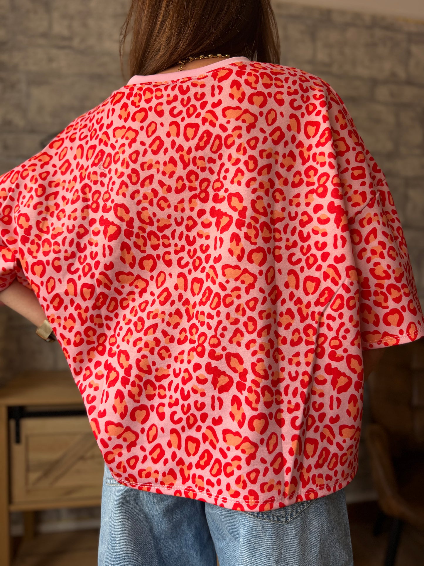 T Shirt Léopard Rose et Rouge