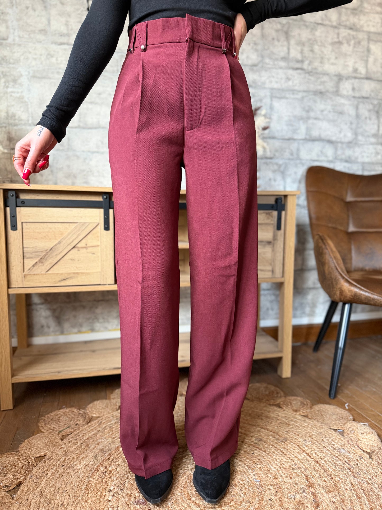 Pantalon Pince Bordeaux
