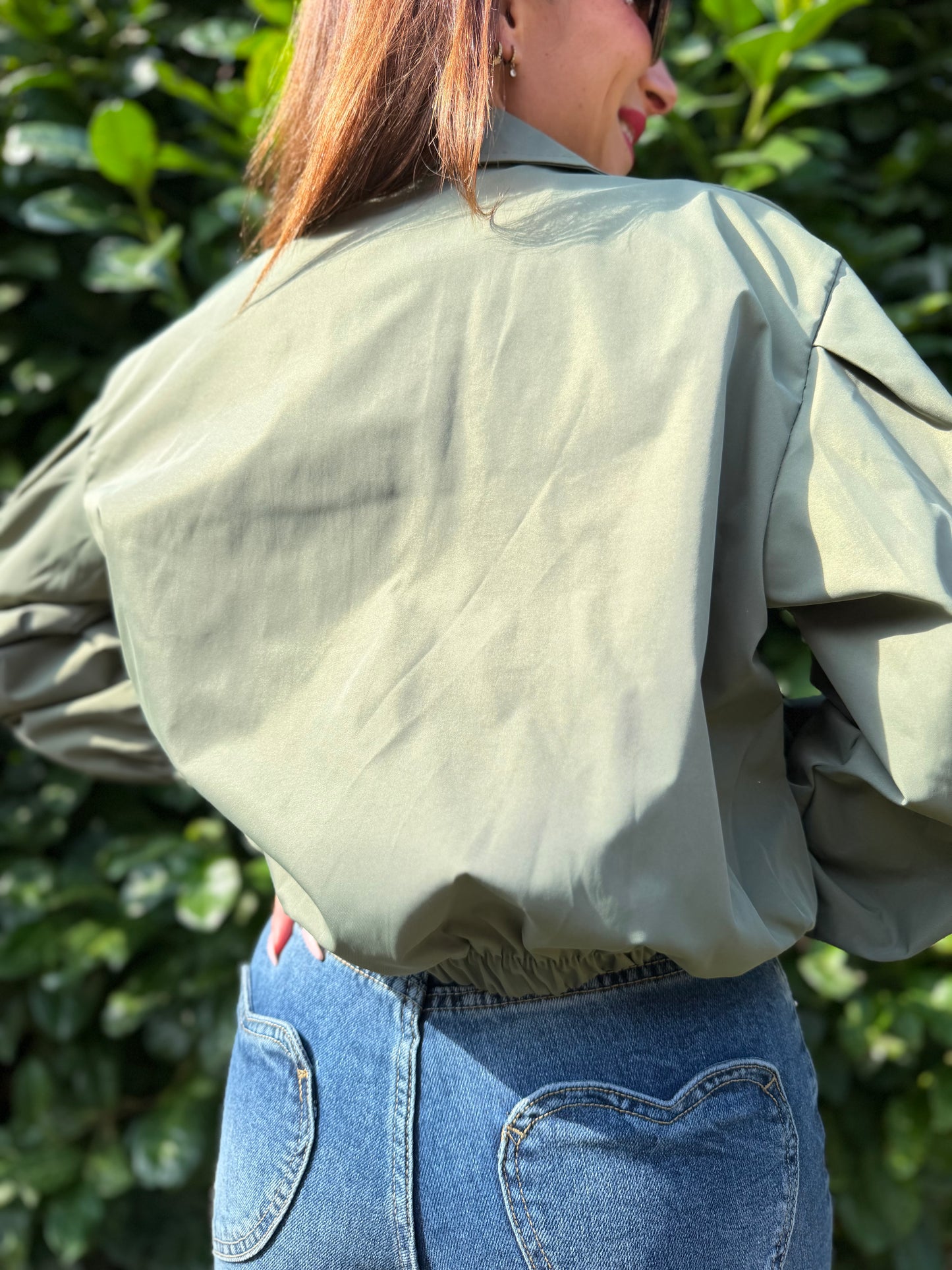 Veste Trench Court Kaki