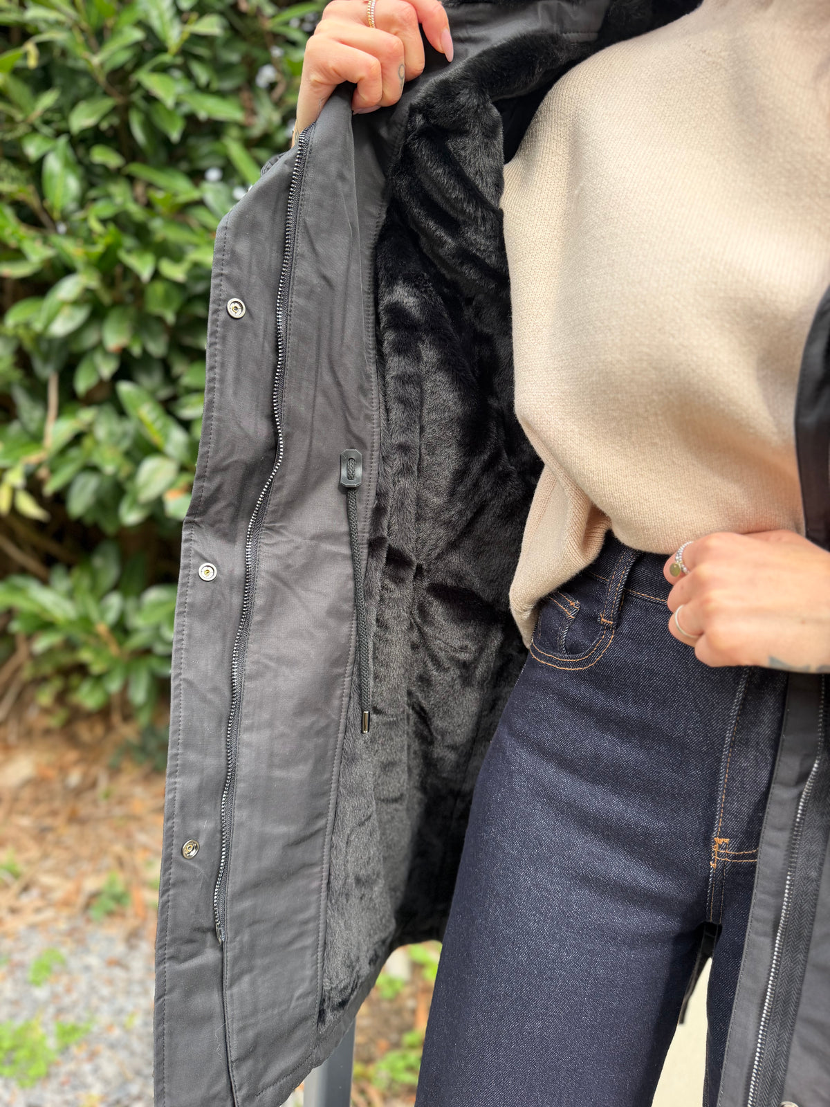 Manteau Fourré Parka Noir