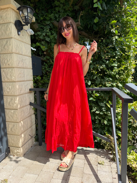 Robe Longue Bretelle Rouge