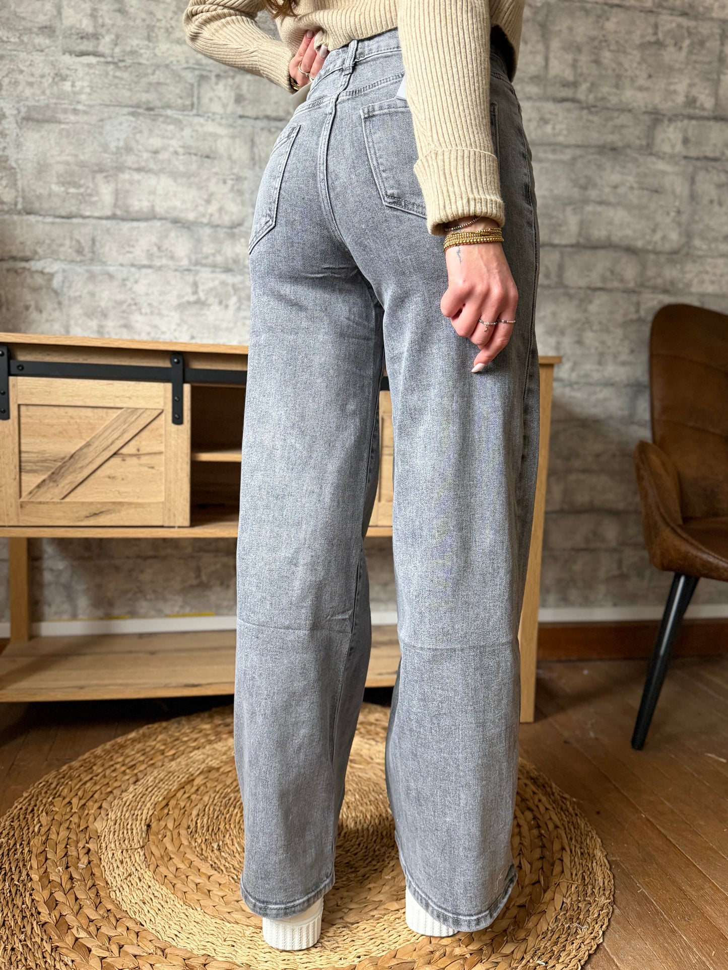 Jean's Wide Vintage Gris