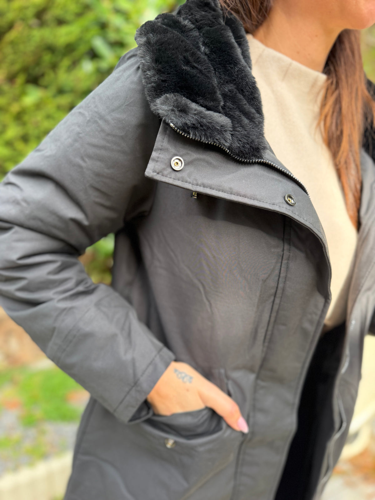 Manteau Fourré Parka Noir