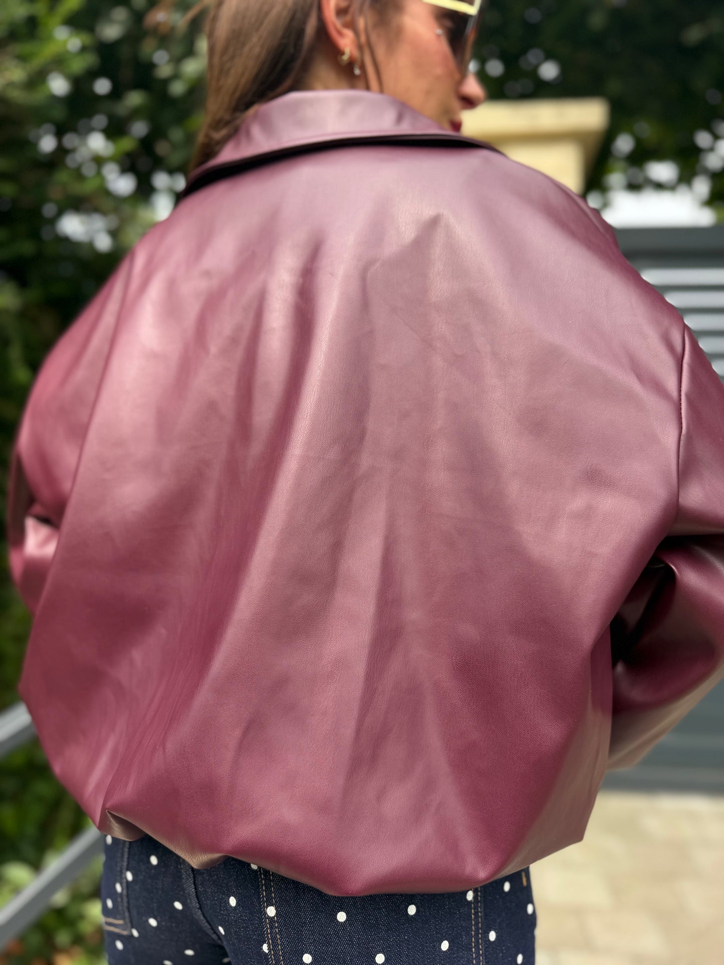 Veste Simili Mao Bordeaux