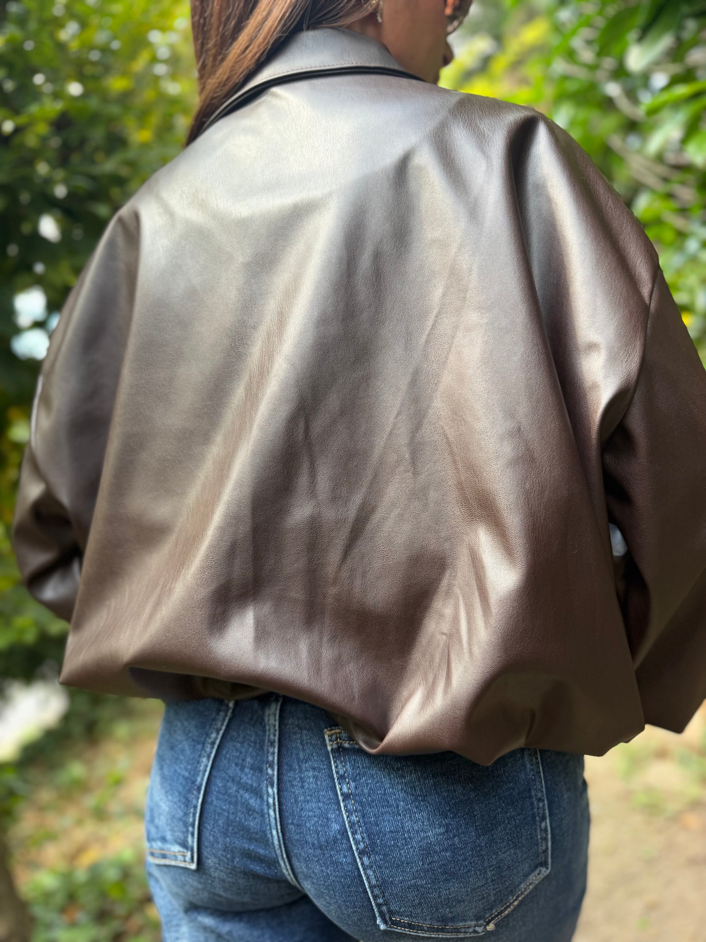 Veste Simili Mao Chocolat