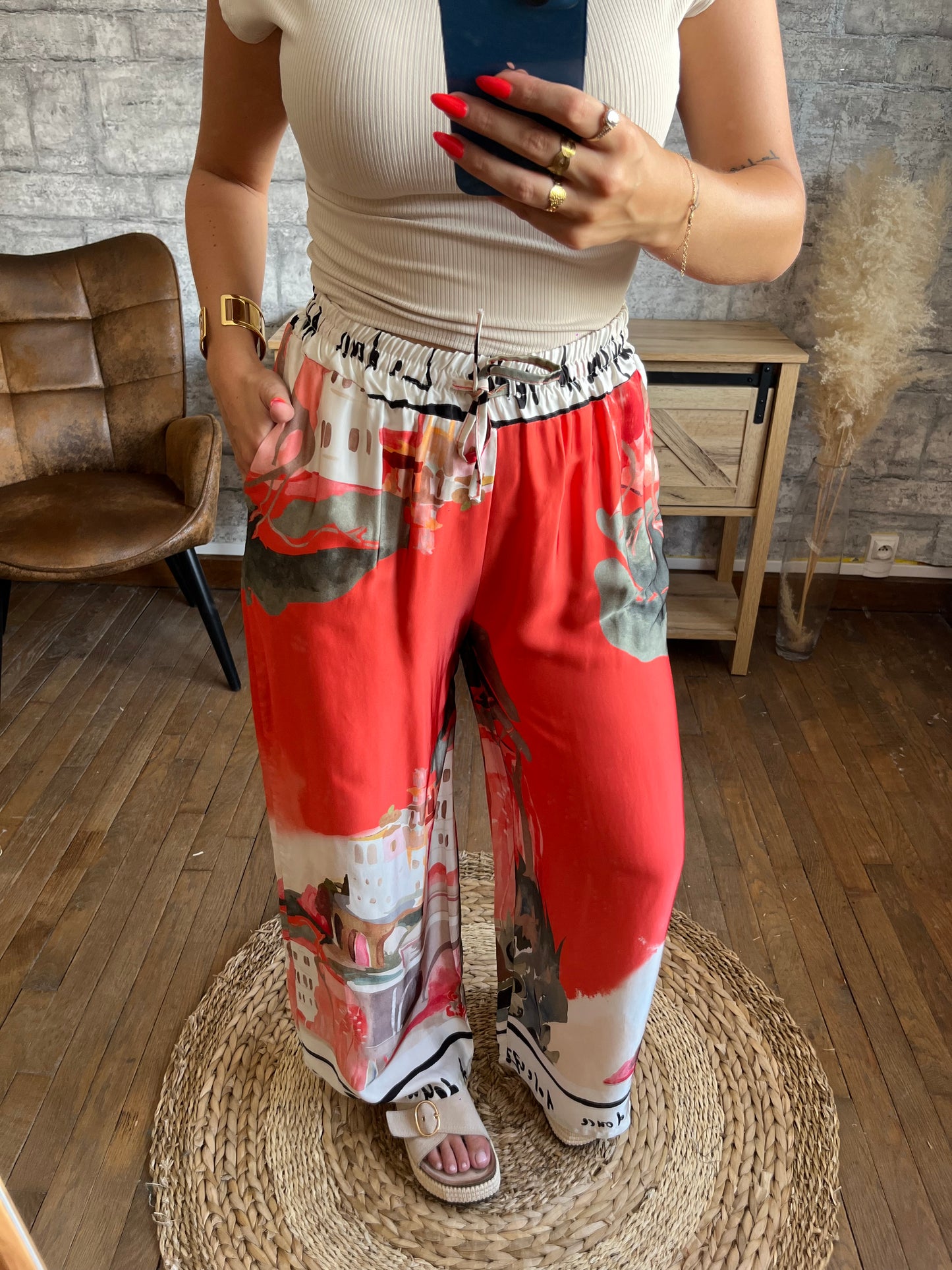Pantalon Paysage Orange