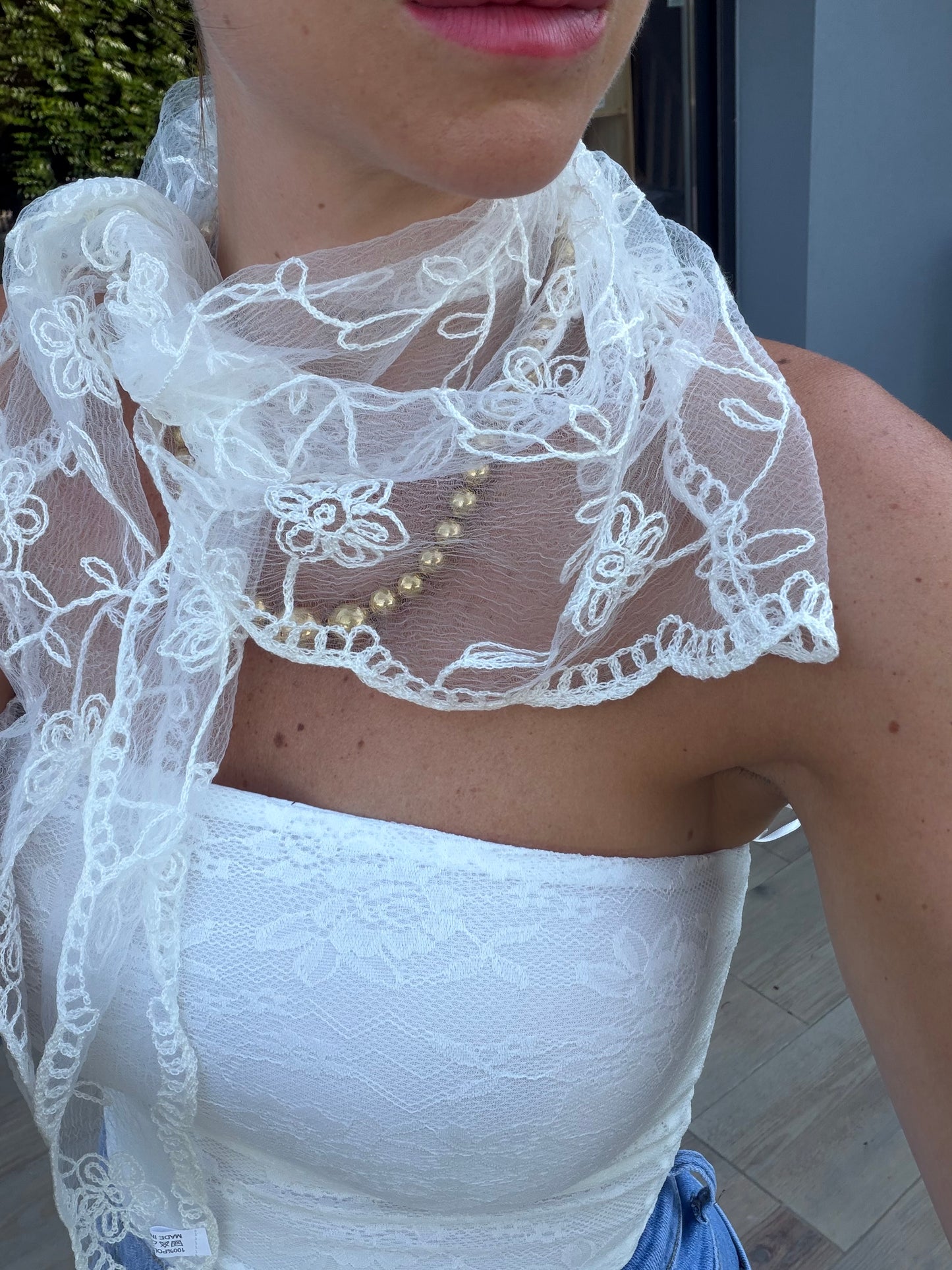 Foulard Dentelle Blanc