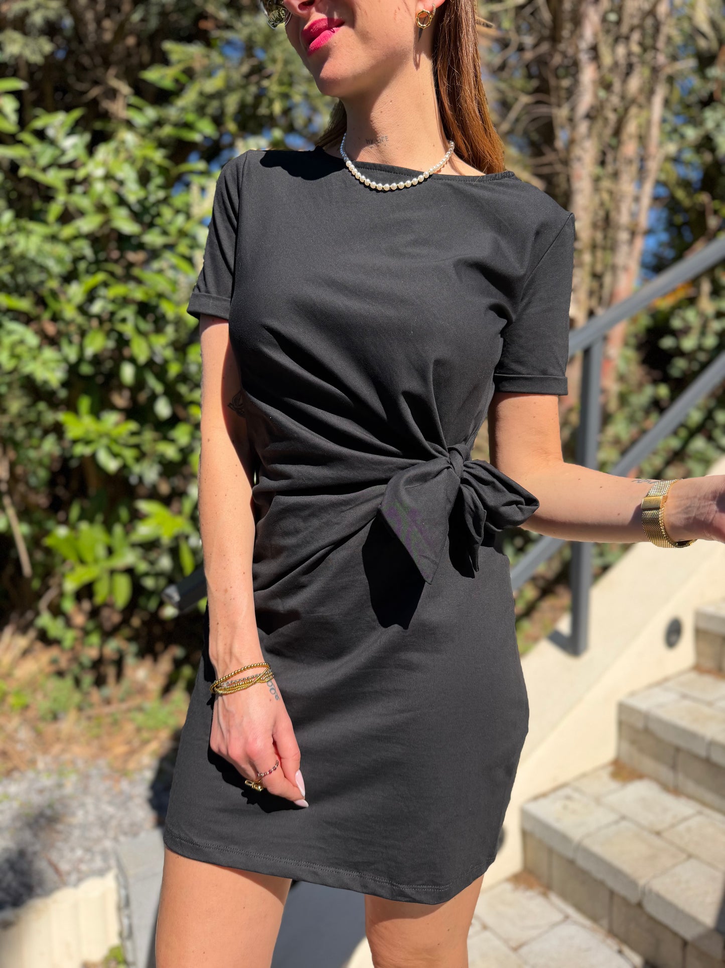 Robe Noeud Courte Noir