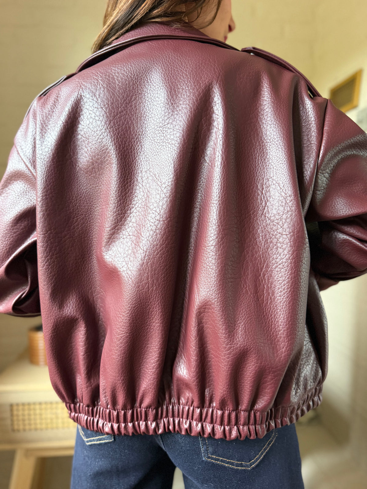 Veste Bombers Simili Bordeaux