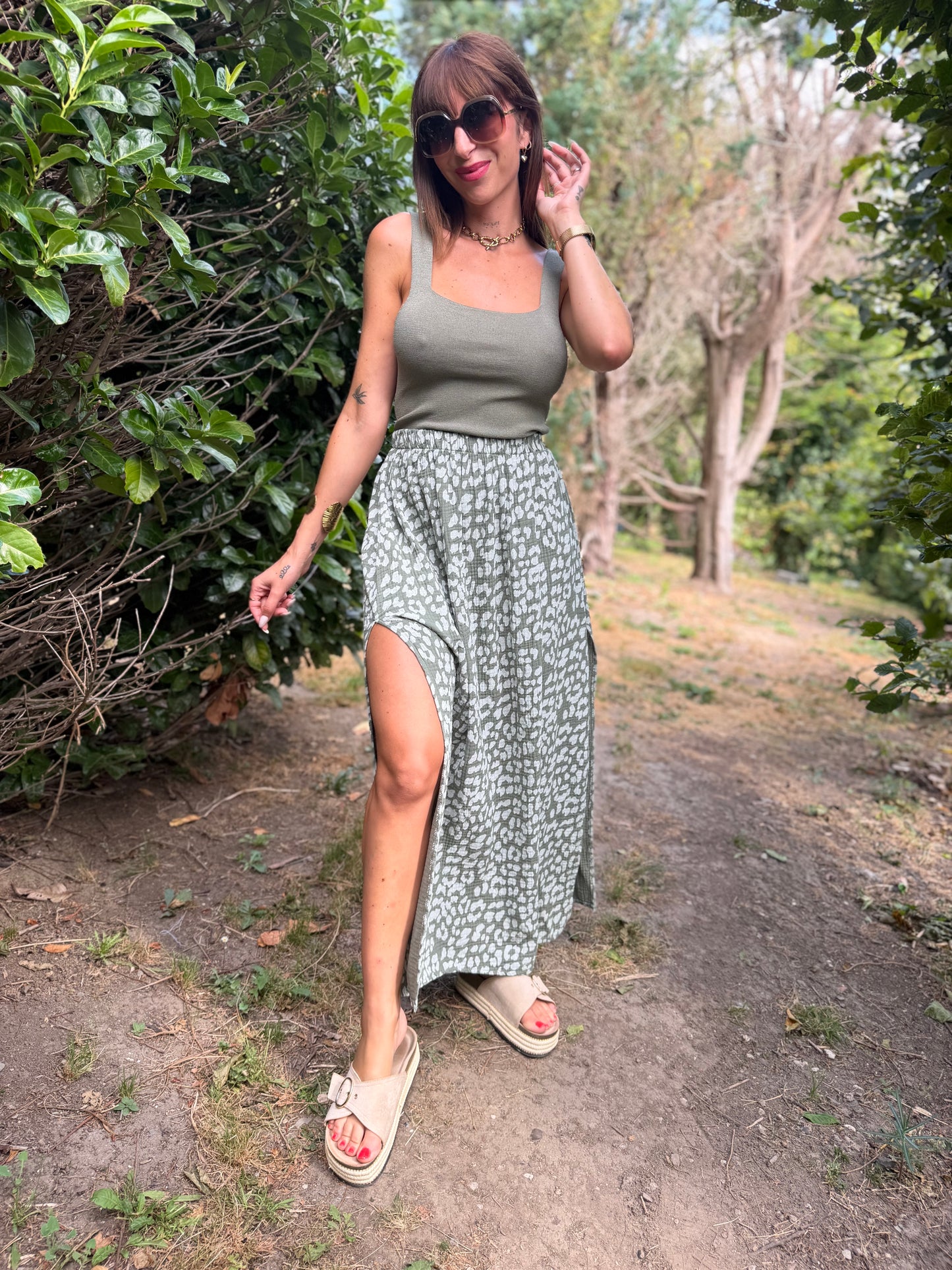 Jupe Estelle Kaki