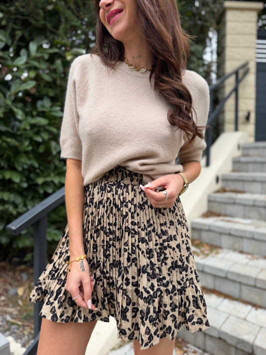 Pull Manche Courte Beige