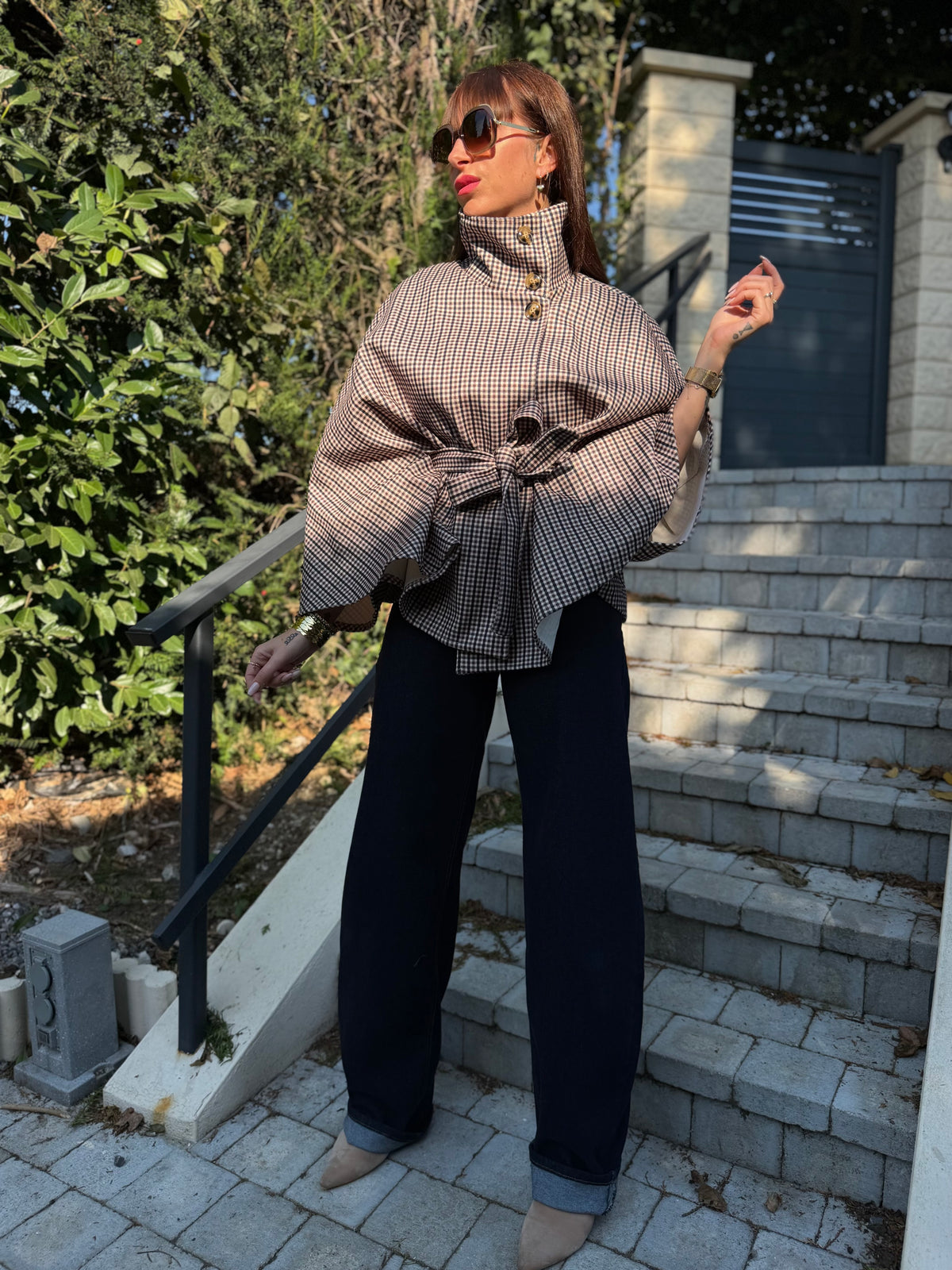 Manteau Cape Carreaux