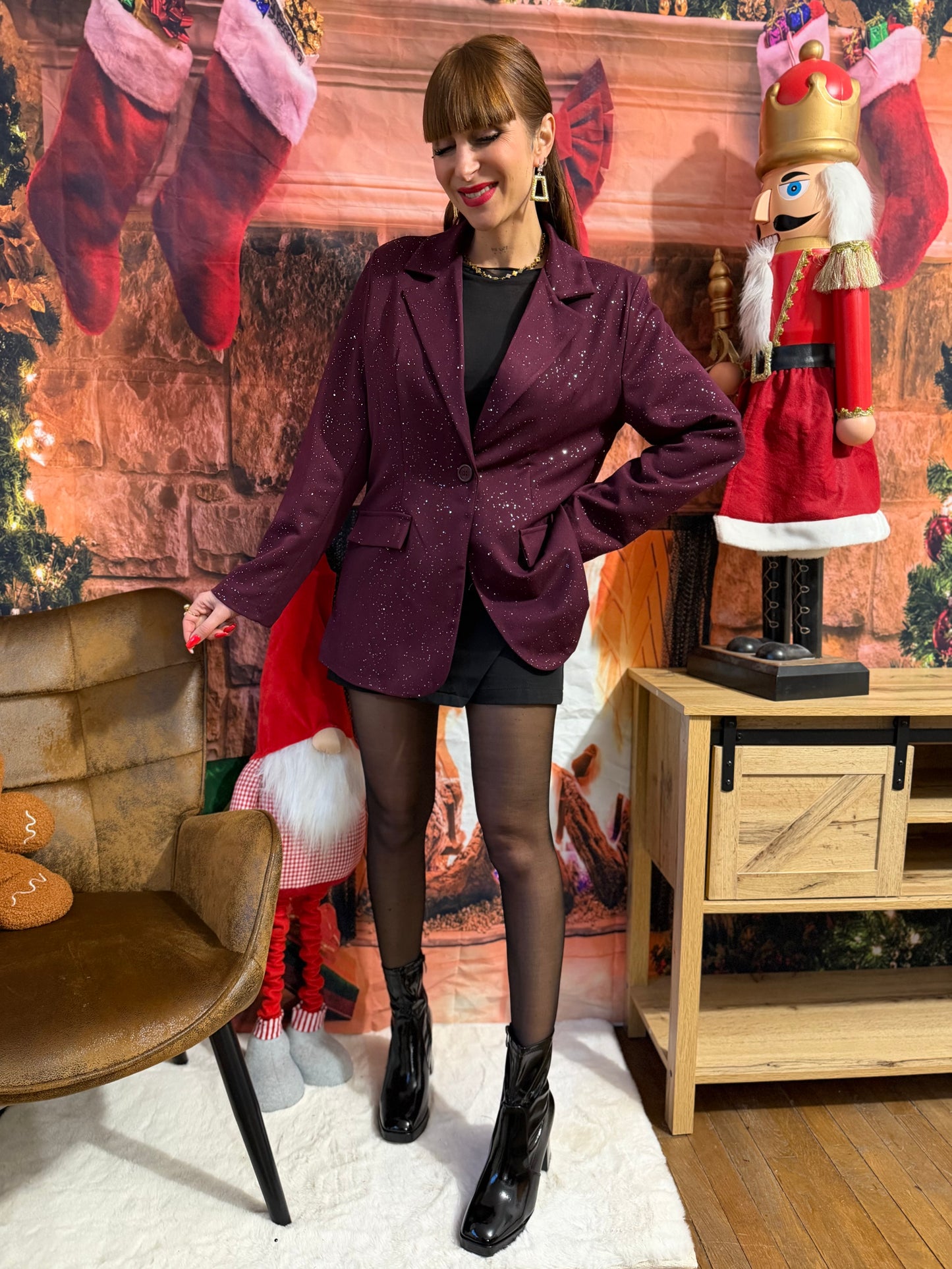 Blazer Paillettes Bordeaux