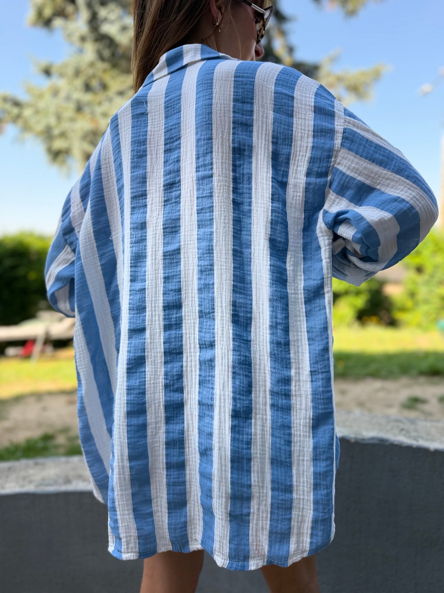 Chemise Coton Rayé Bleu