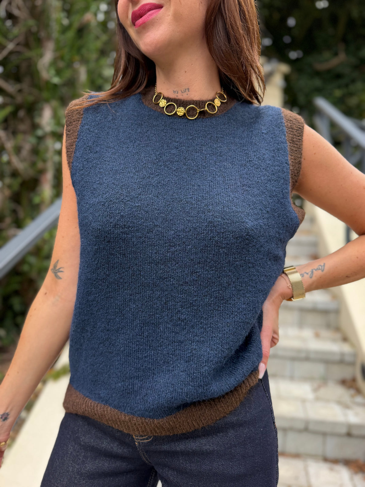 Pull Sans Manches Lio Bleu