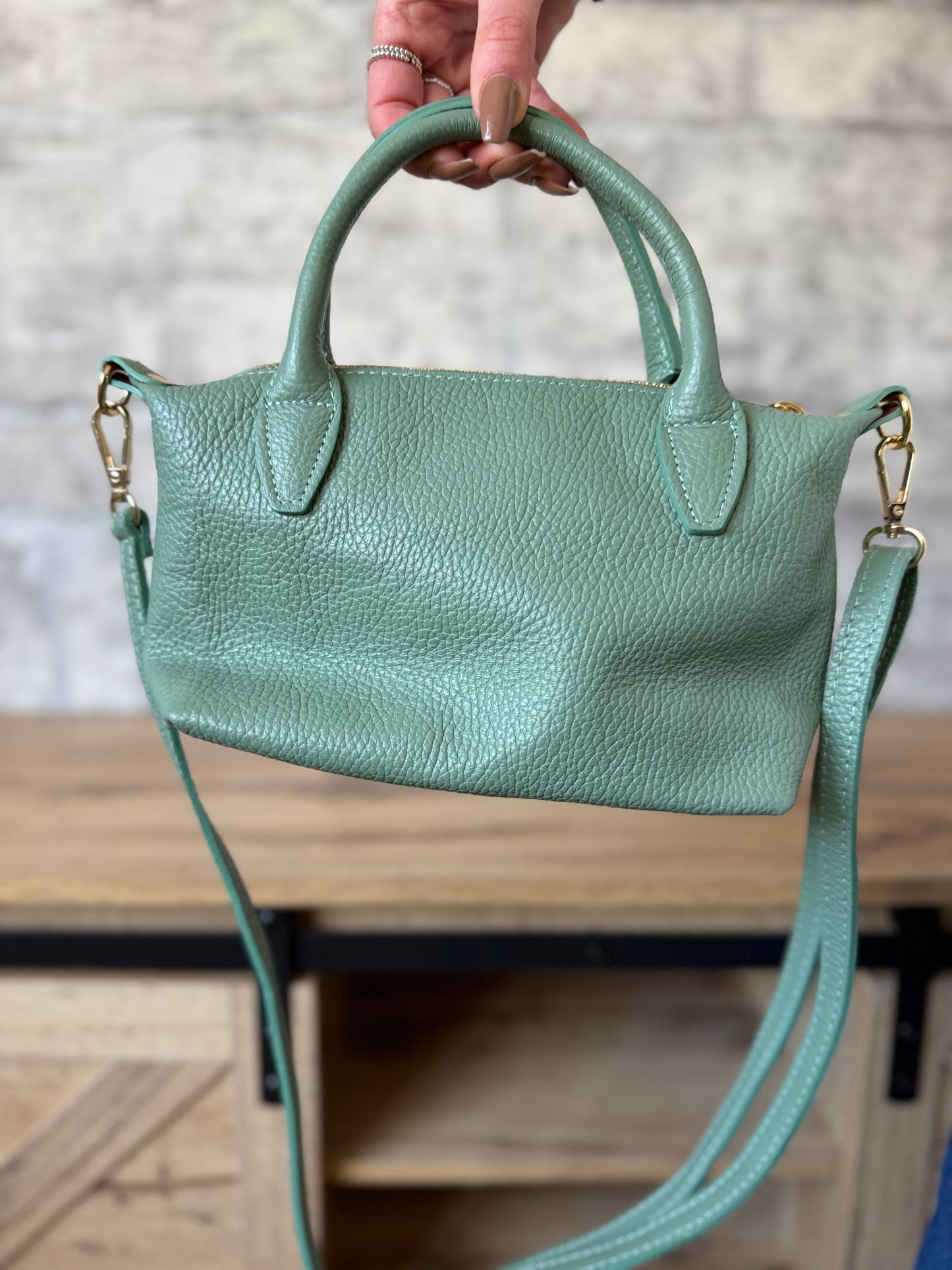 Sac Charles CUIR Vert D’Eau