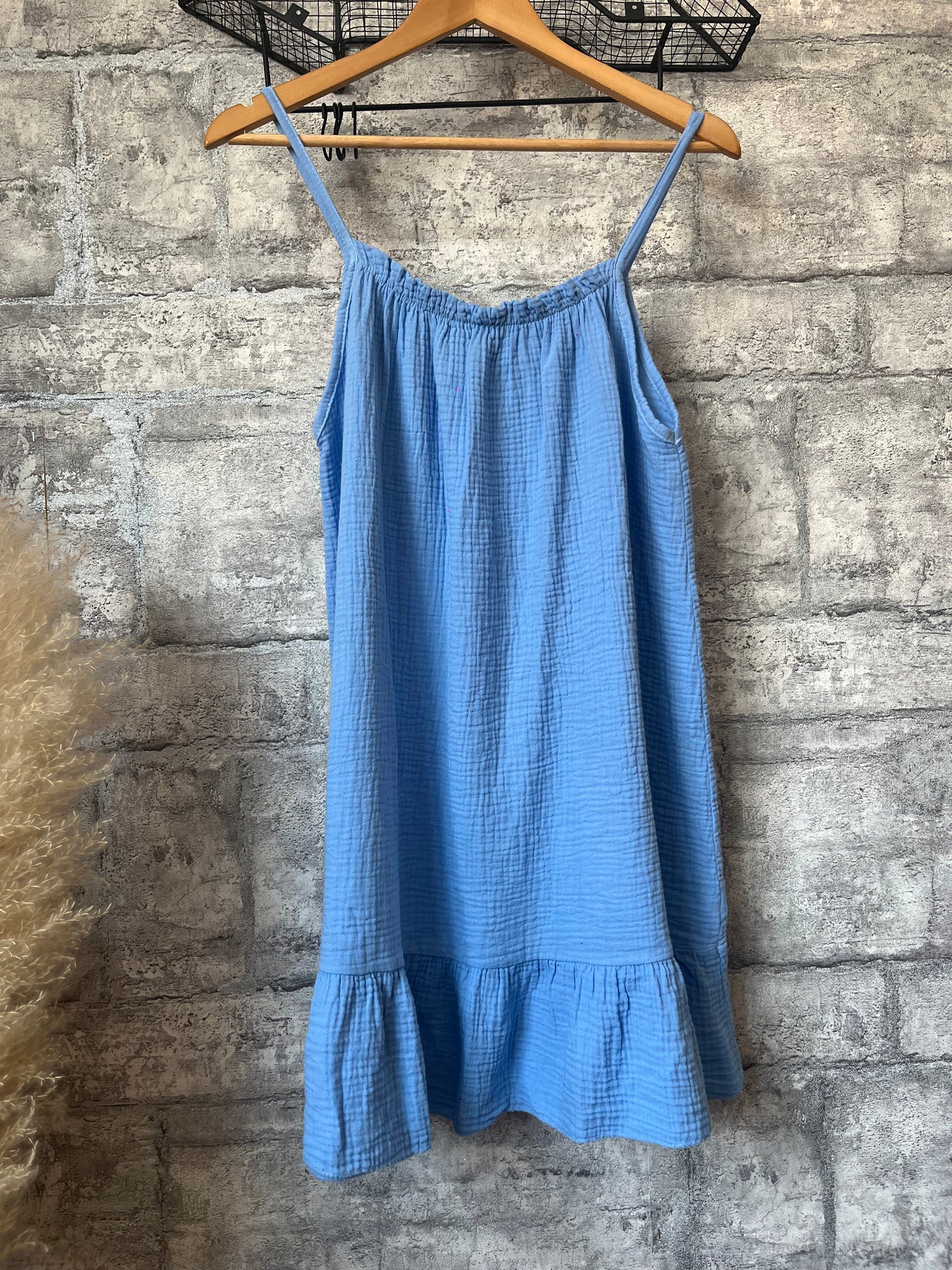 Robe Ample Bretelle Court Bleu