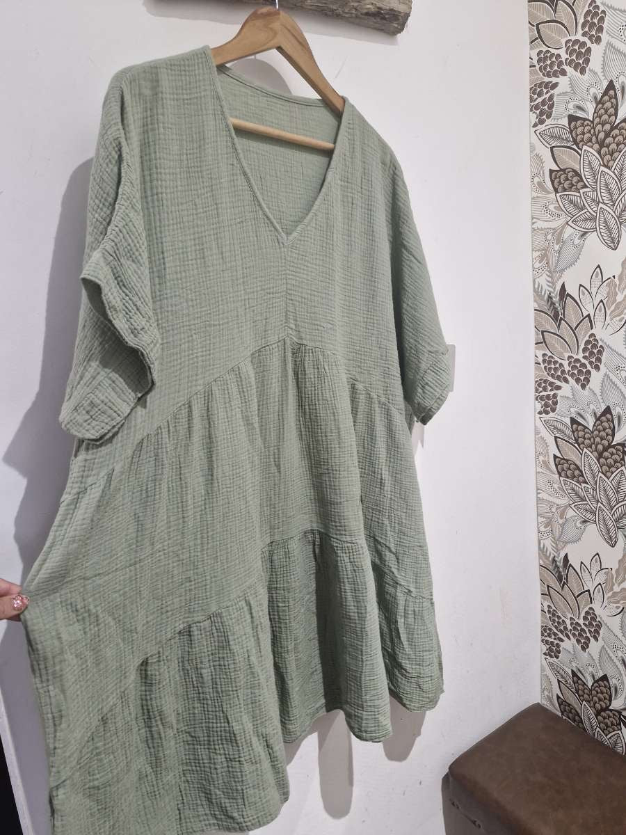Robe Ample Coton Kaki