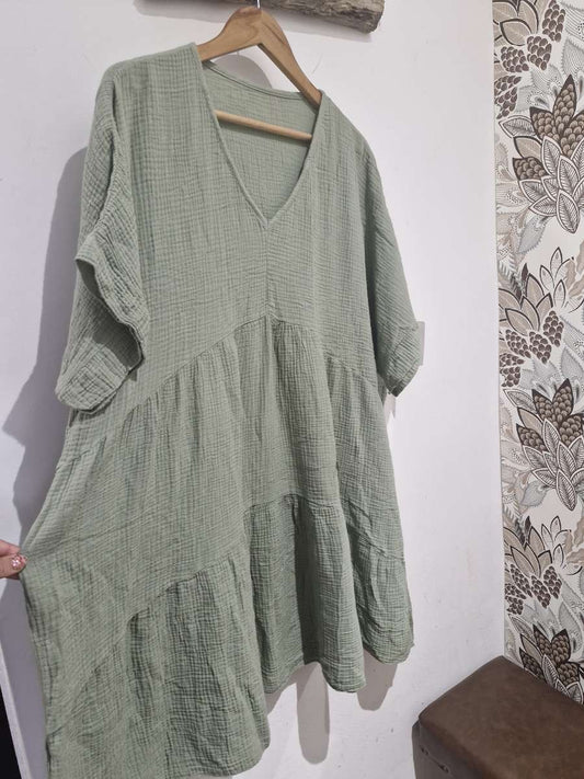 Robe Ample Coton Kaki