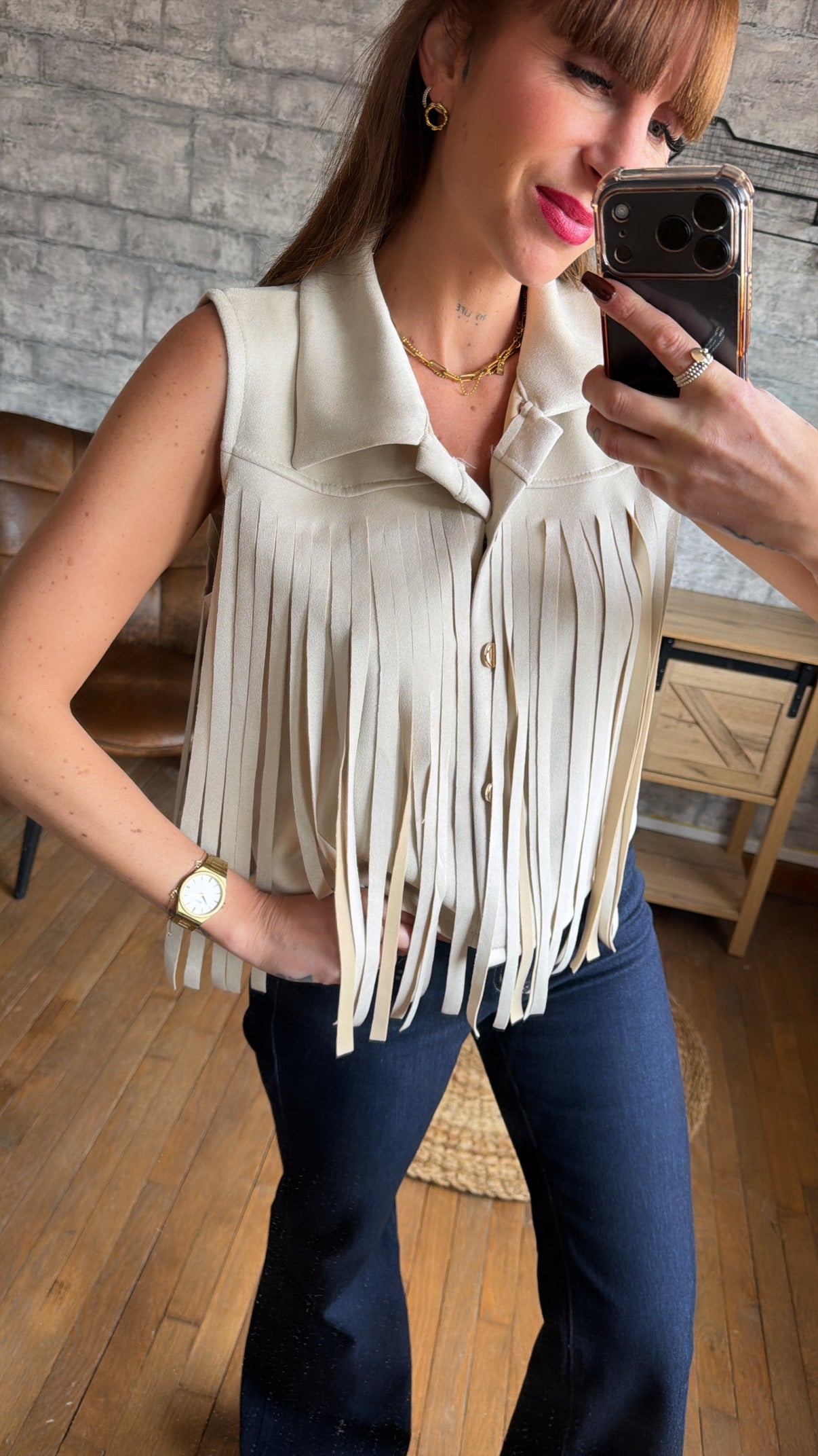 Veste Sans Manches Frange