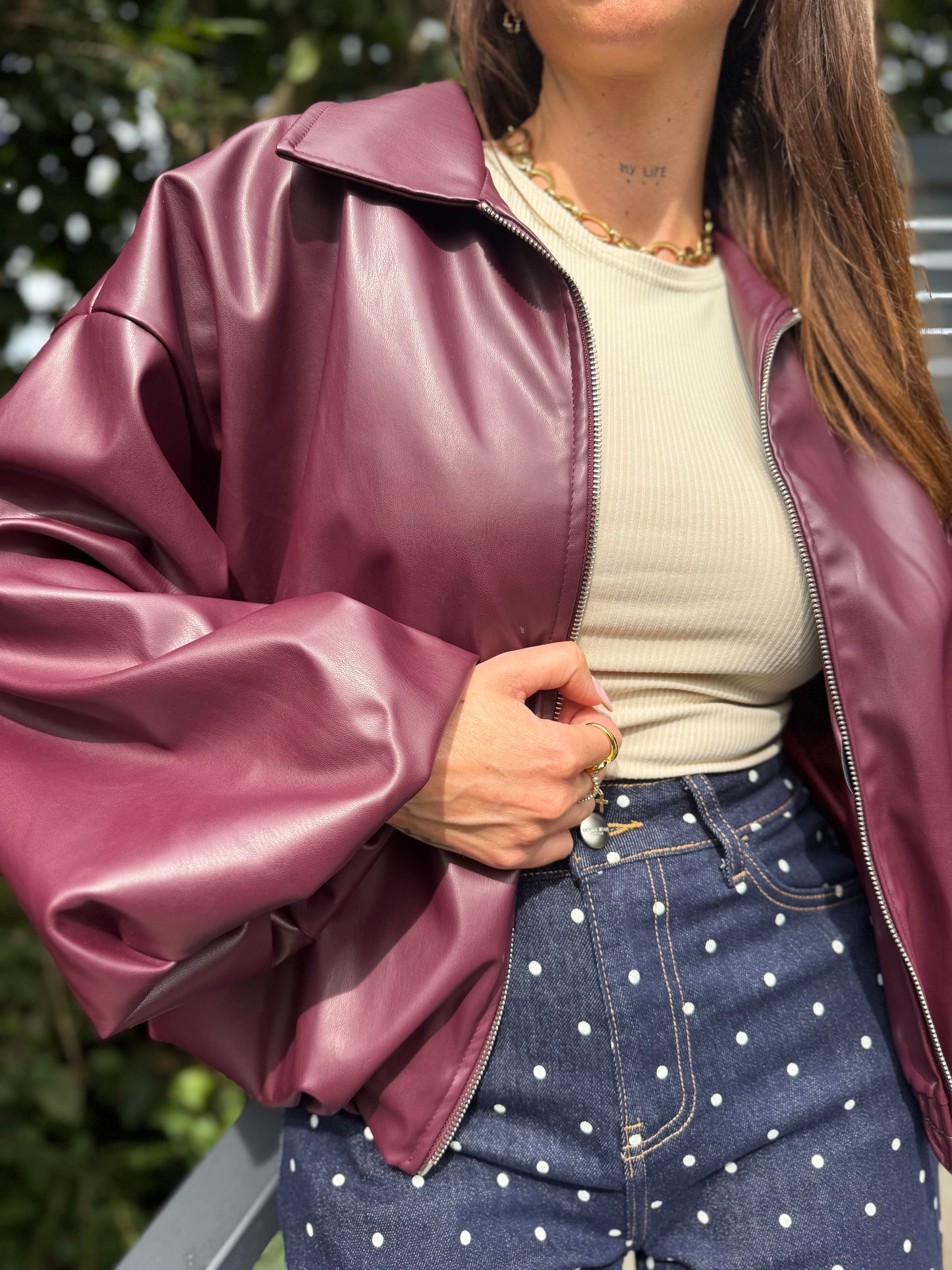 Veste Simili Mao Bordeaux
