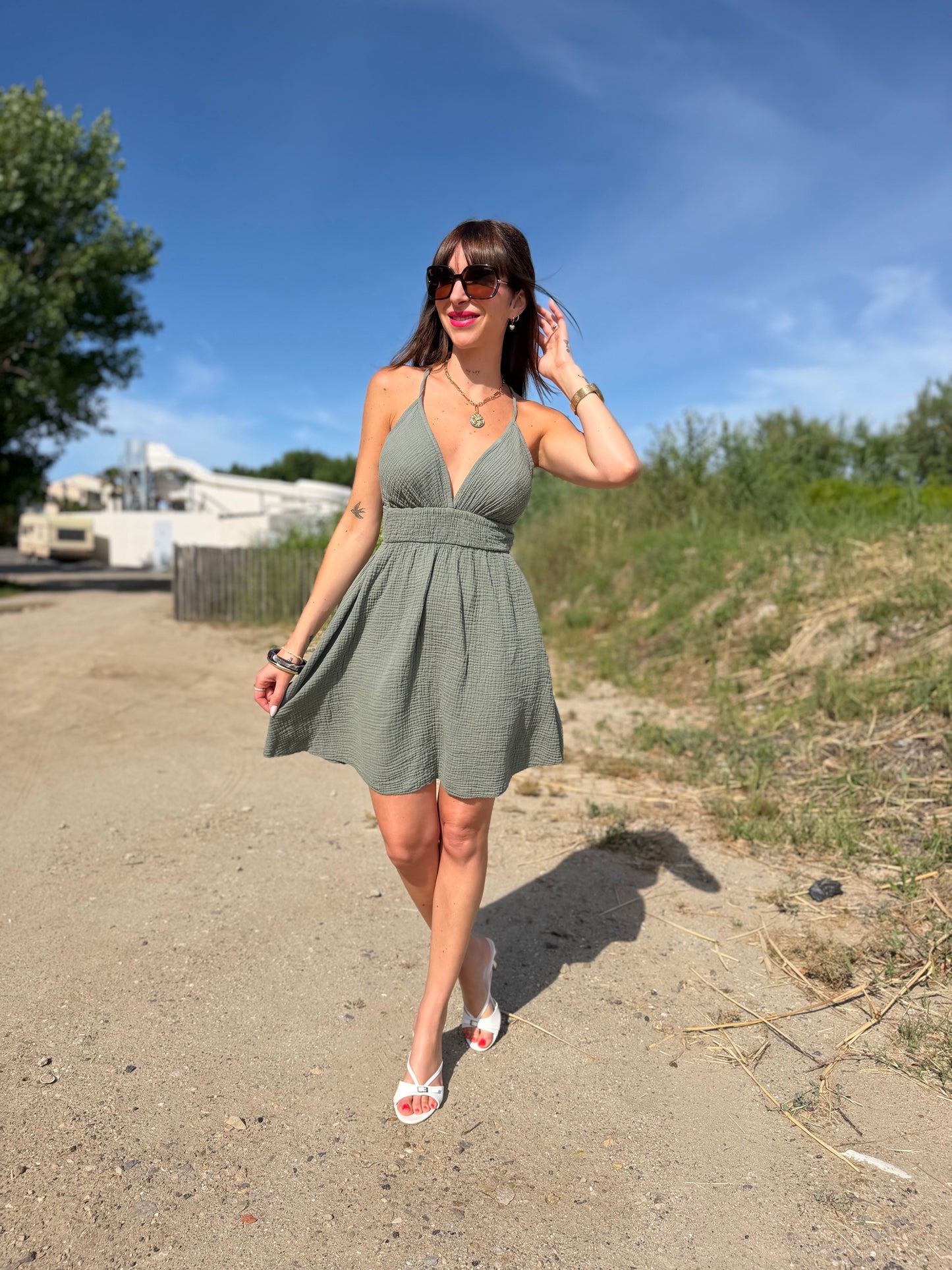 Robe Dos Croisé Kaki