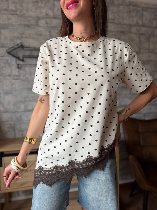 T Shirt Asymétrique Pois