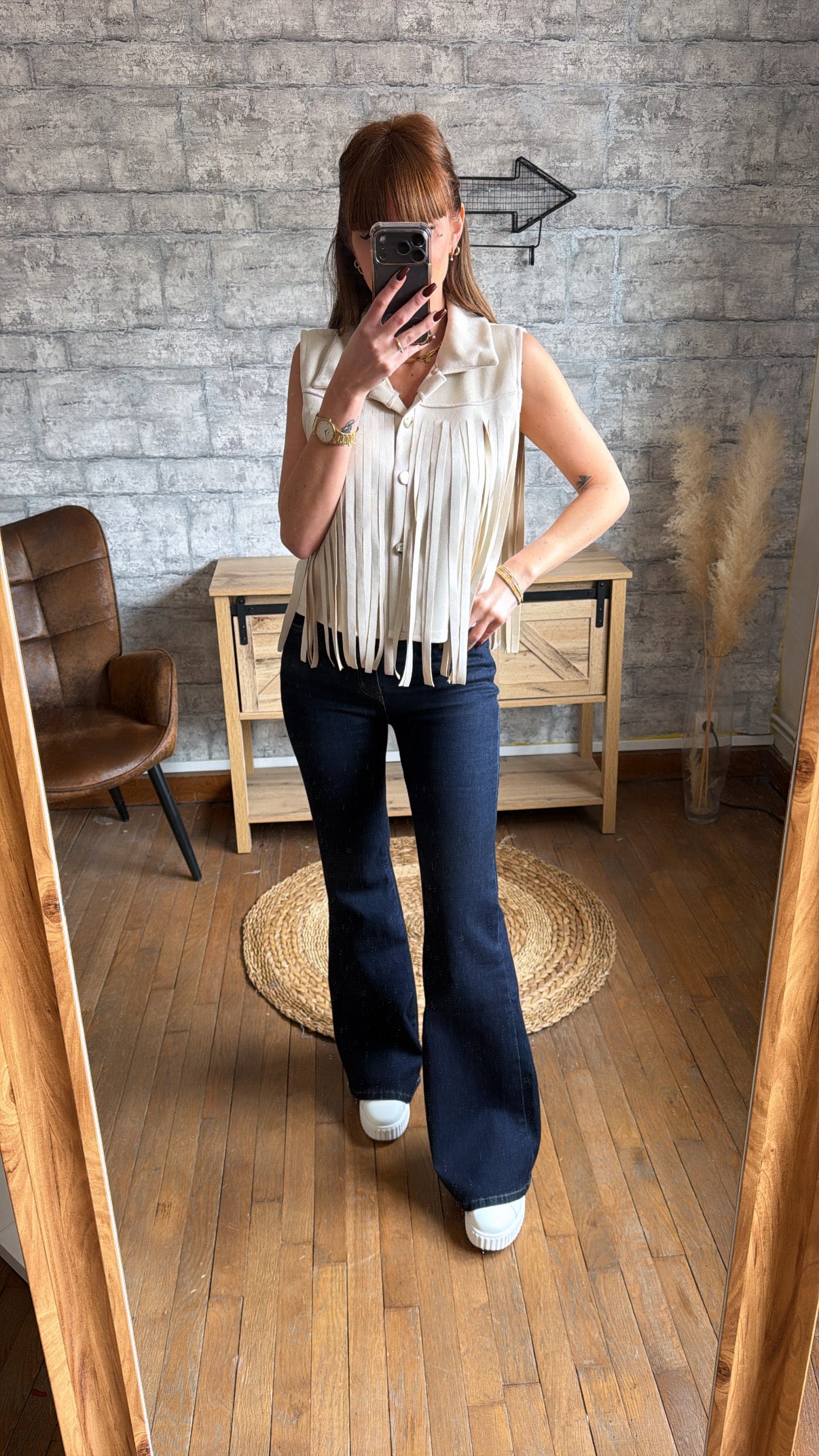 Veste Sans Manches Frange