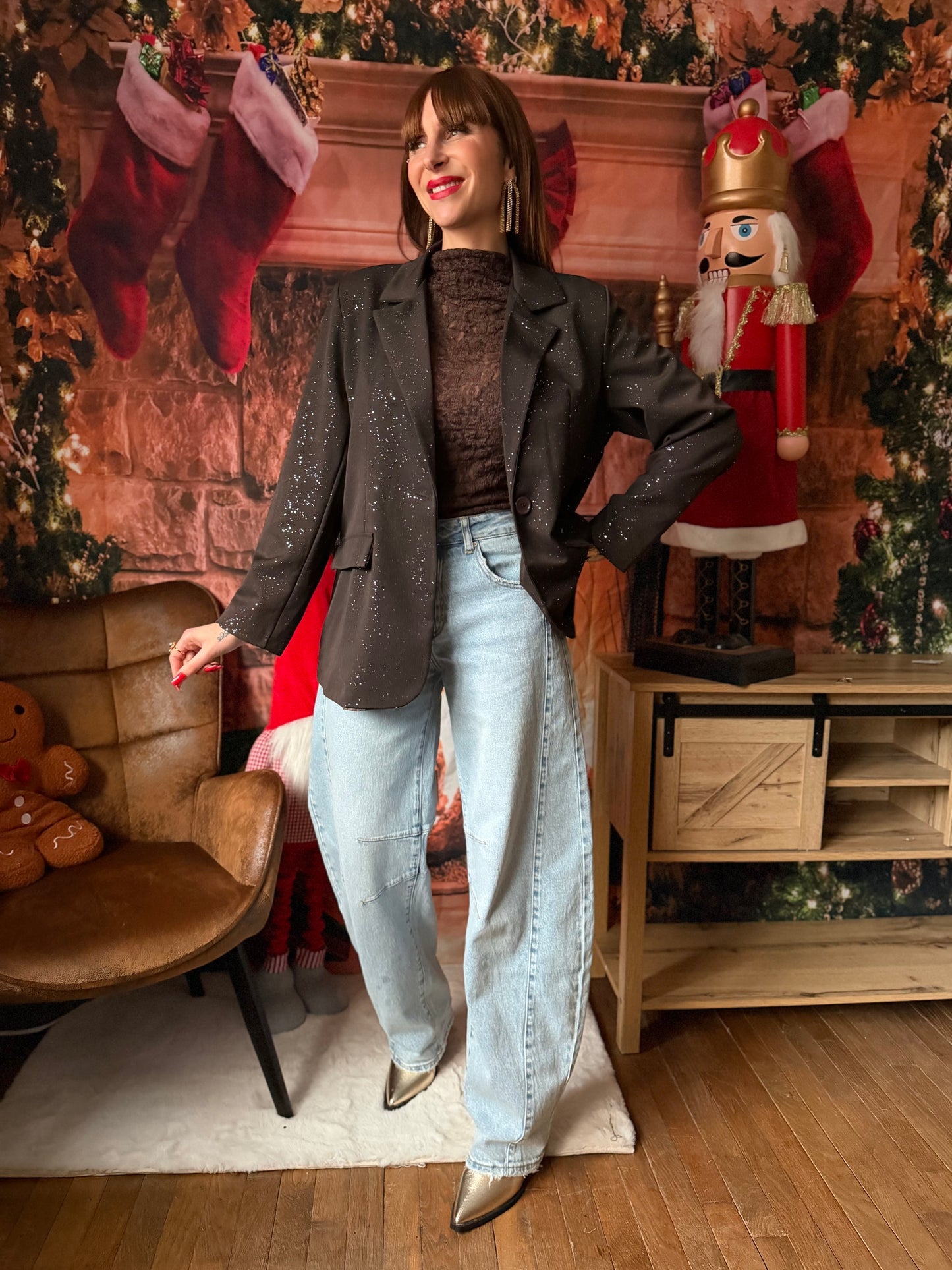 Blazer Paillettes Chocolat