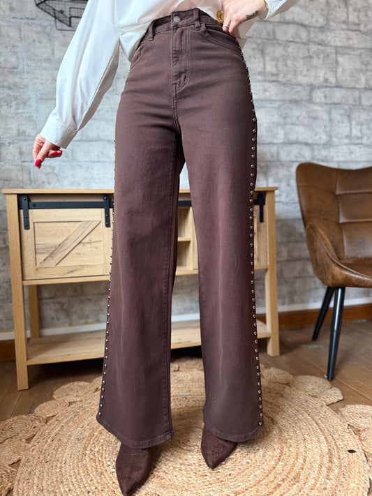 Jean's Wide Chocolat clou