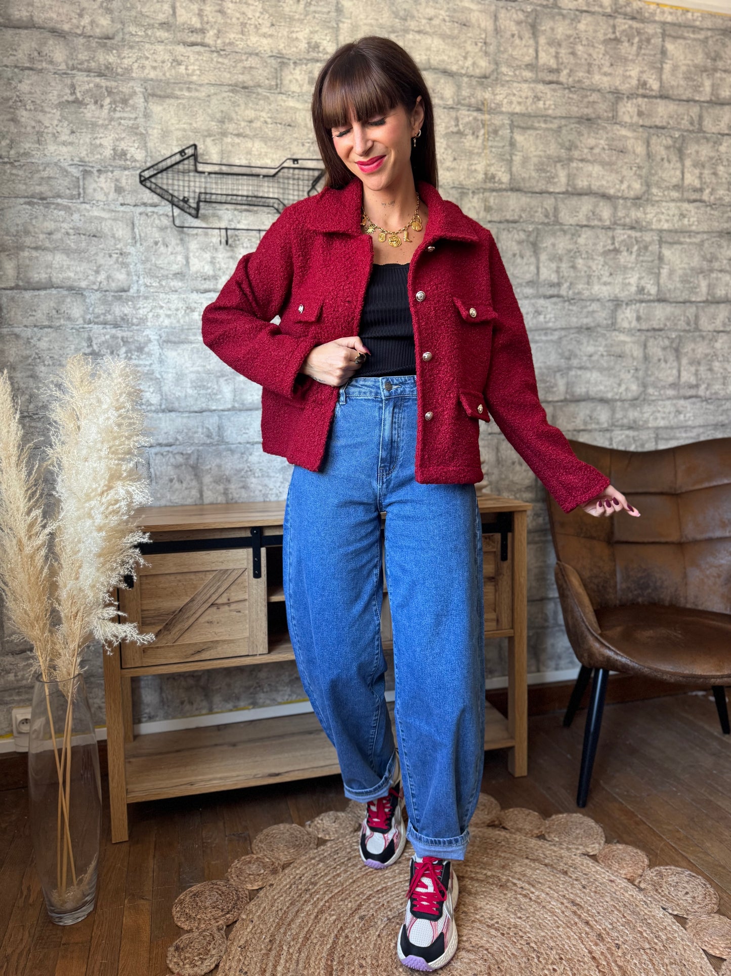 Veste Teddy Bordeaux