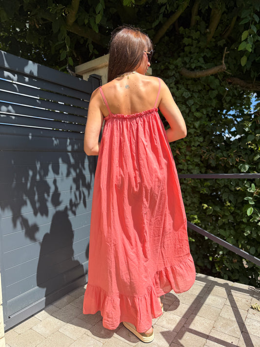 Robe Longue Bretelle Vieux Rose
