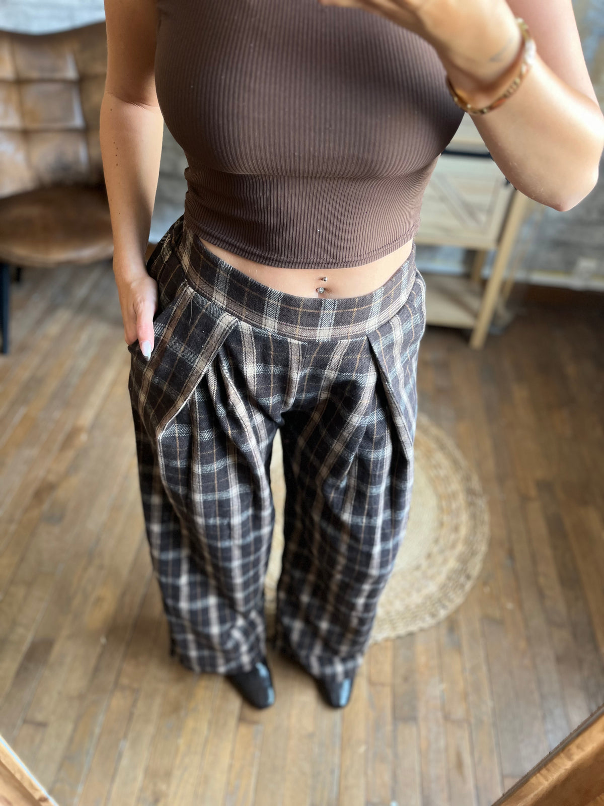 Pantalon Carreaux Chocolat