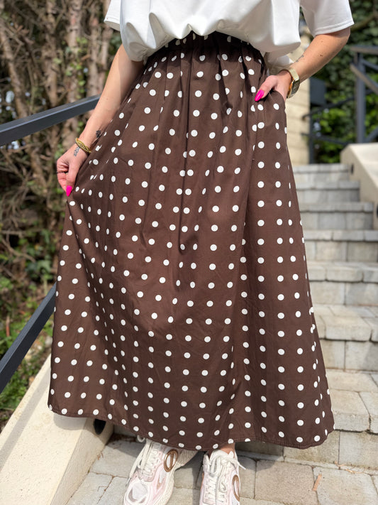 Jupe Coton Pois Chocolat