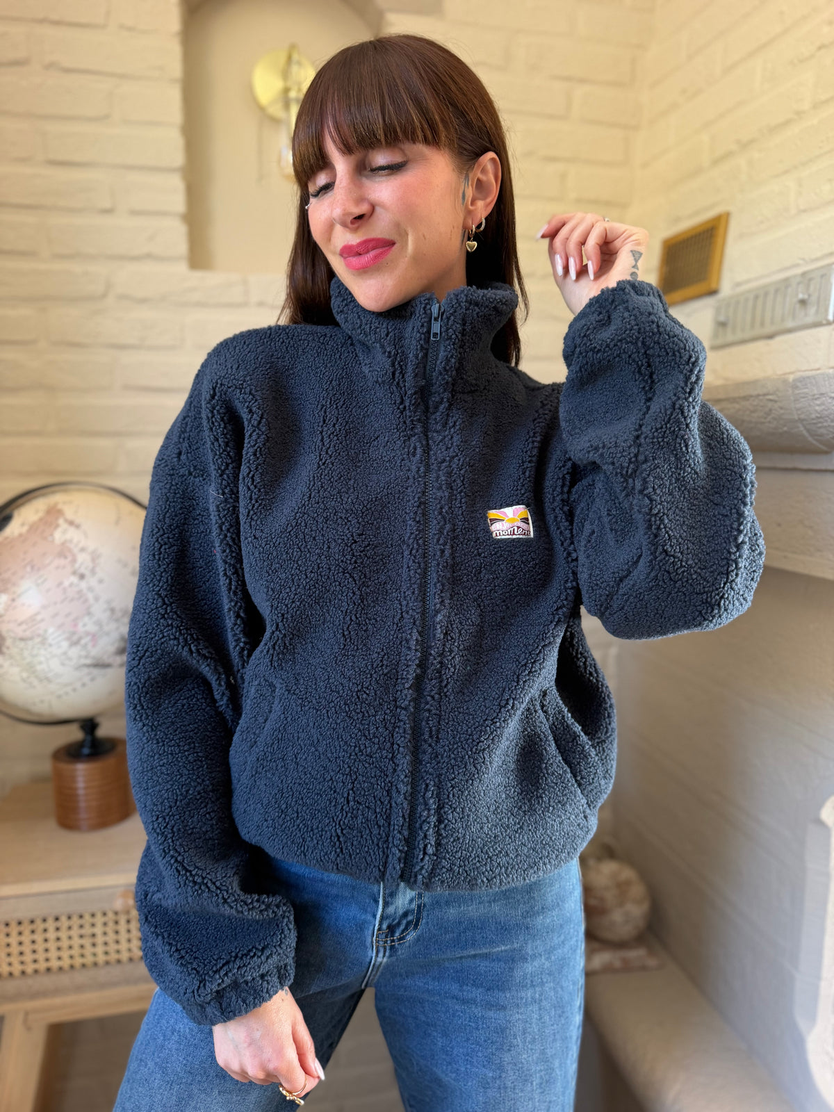 Veste Teddy Bleu Marine