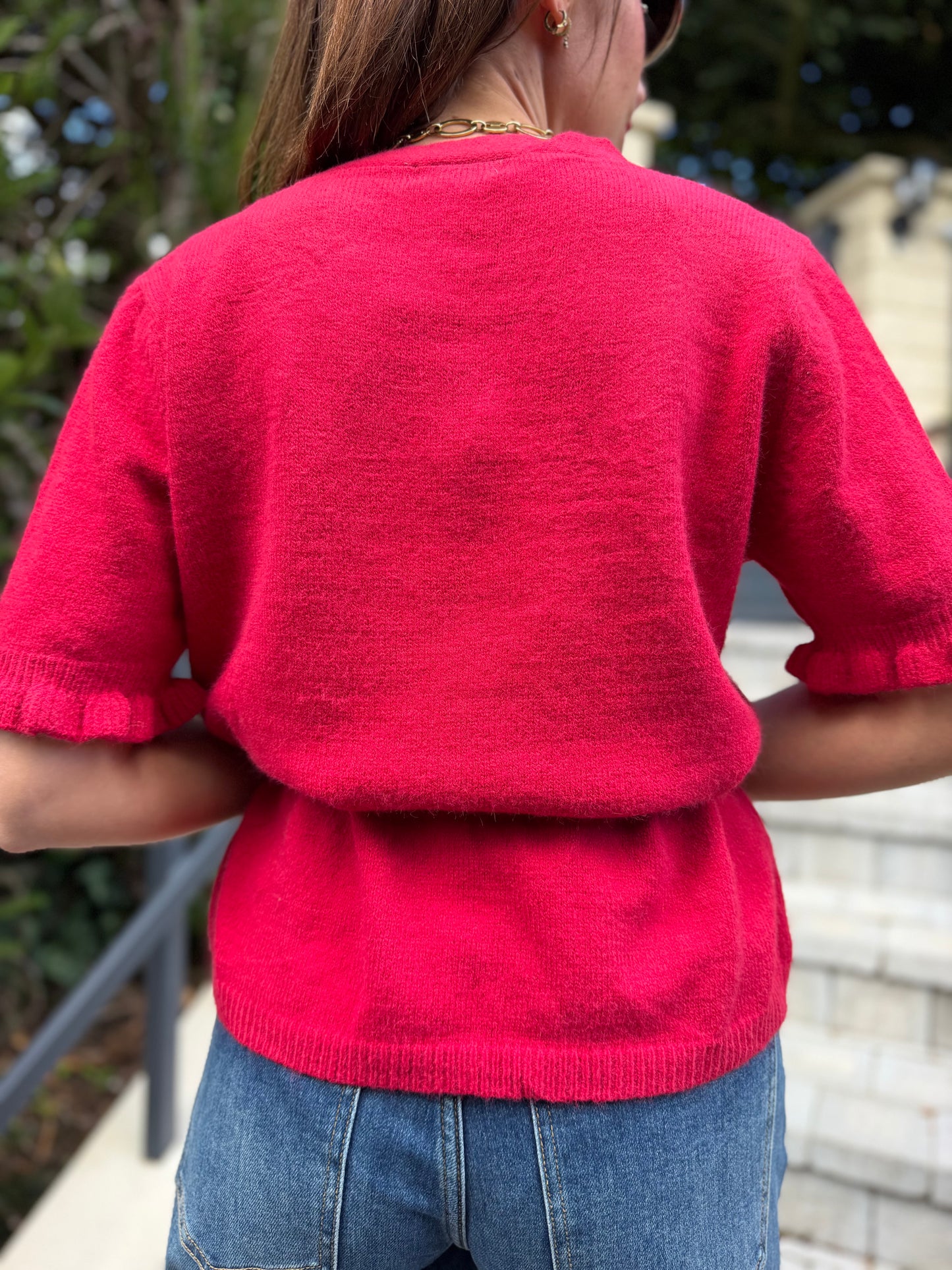 Pull Lacet Framboise