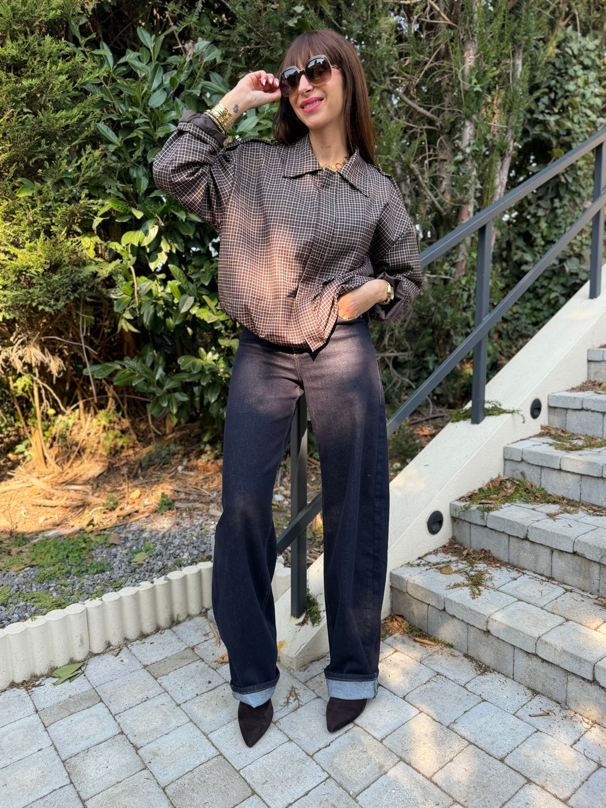 Veste Bomber Carreaux Chocolat