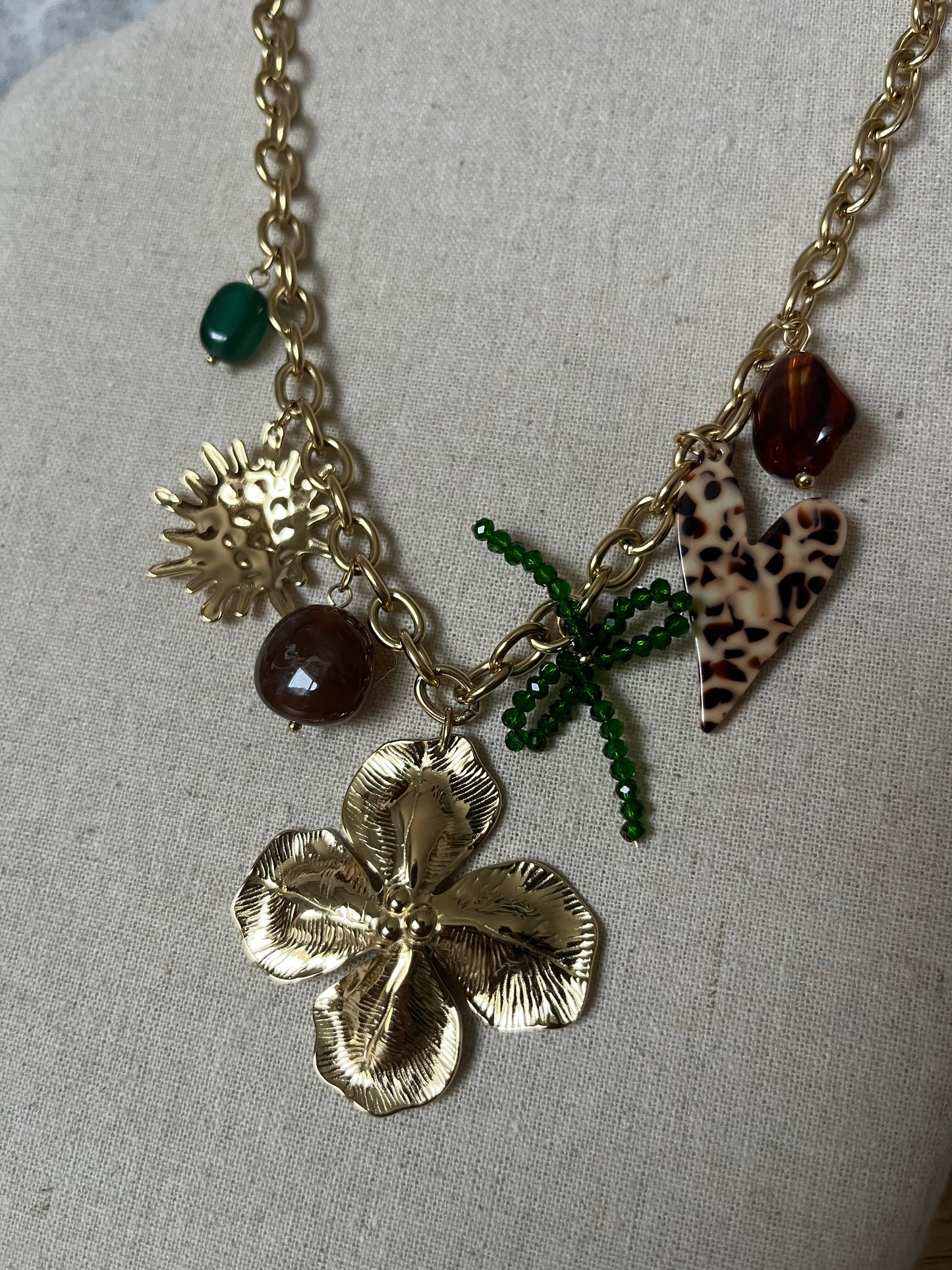 Collier Breloques Cœur Leopard