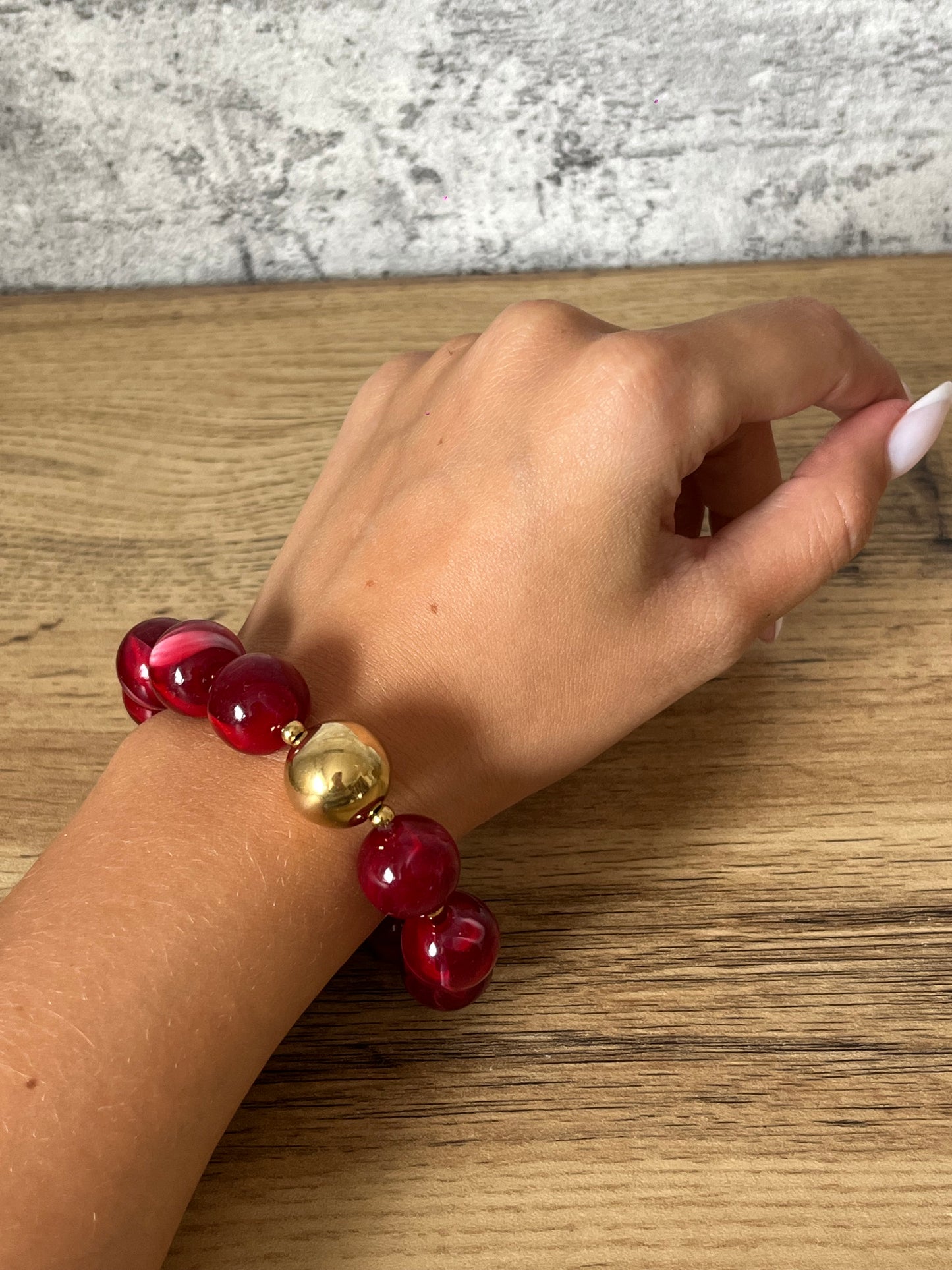 Bracelet Perles Bordeaux