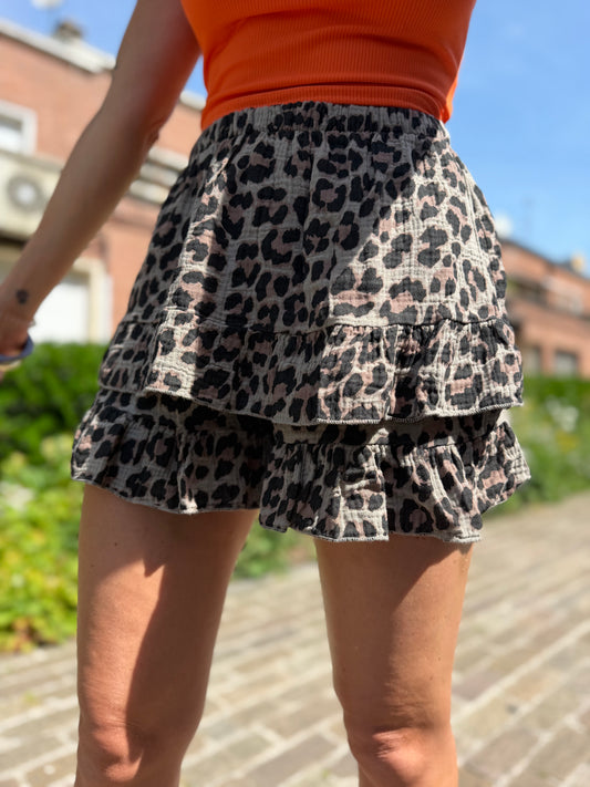 Jupe-Short Léopard Coton Bis