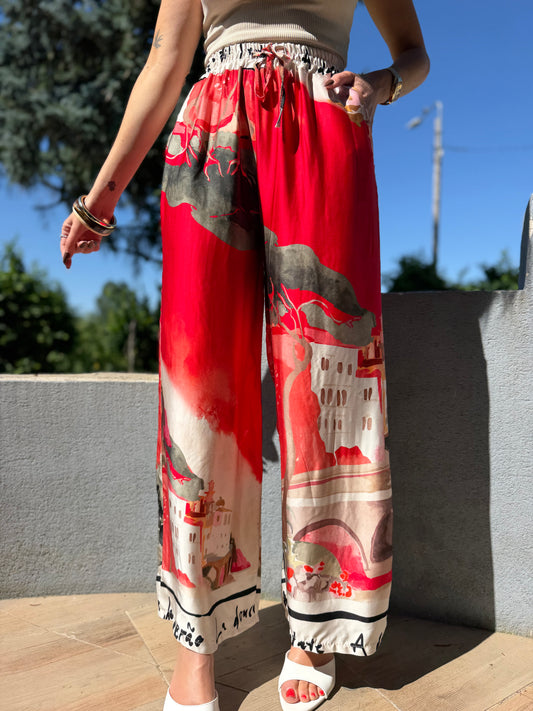 Pantalon Paysage Rouge