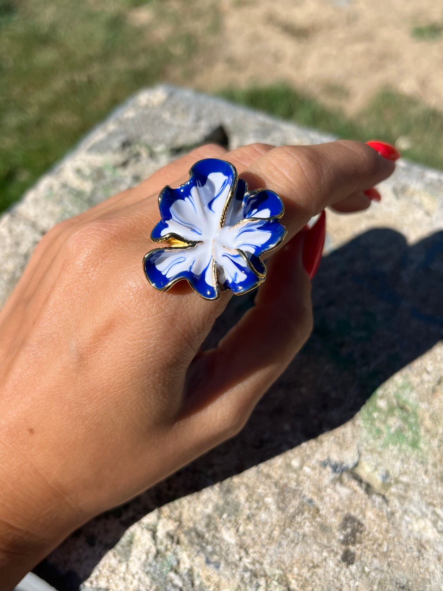 Bague Fleur Bleu