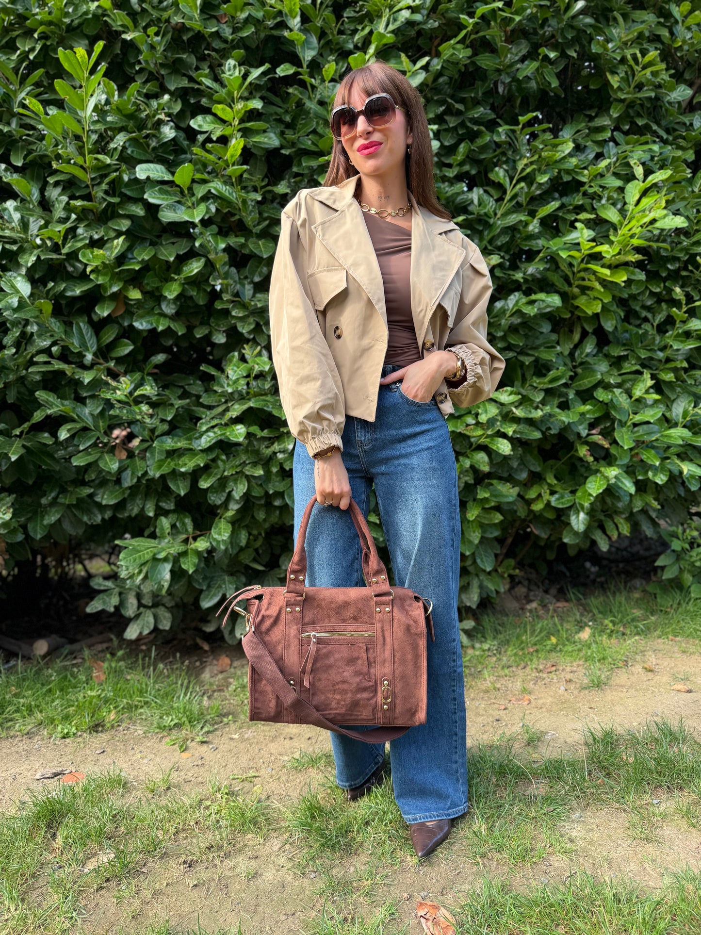 Veste Trench Court Beige