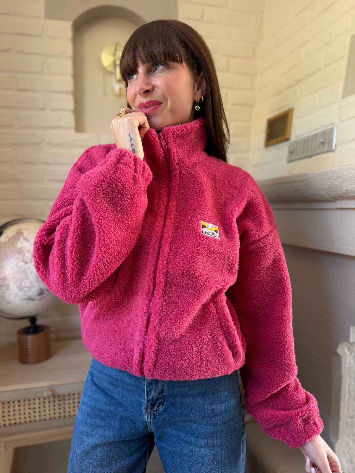 Veste Teddy Framboise