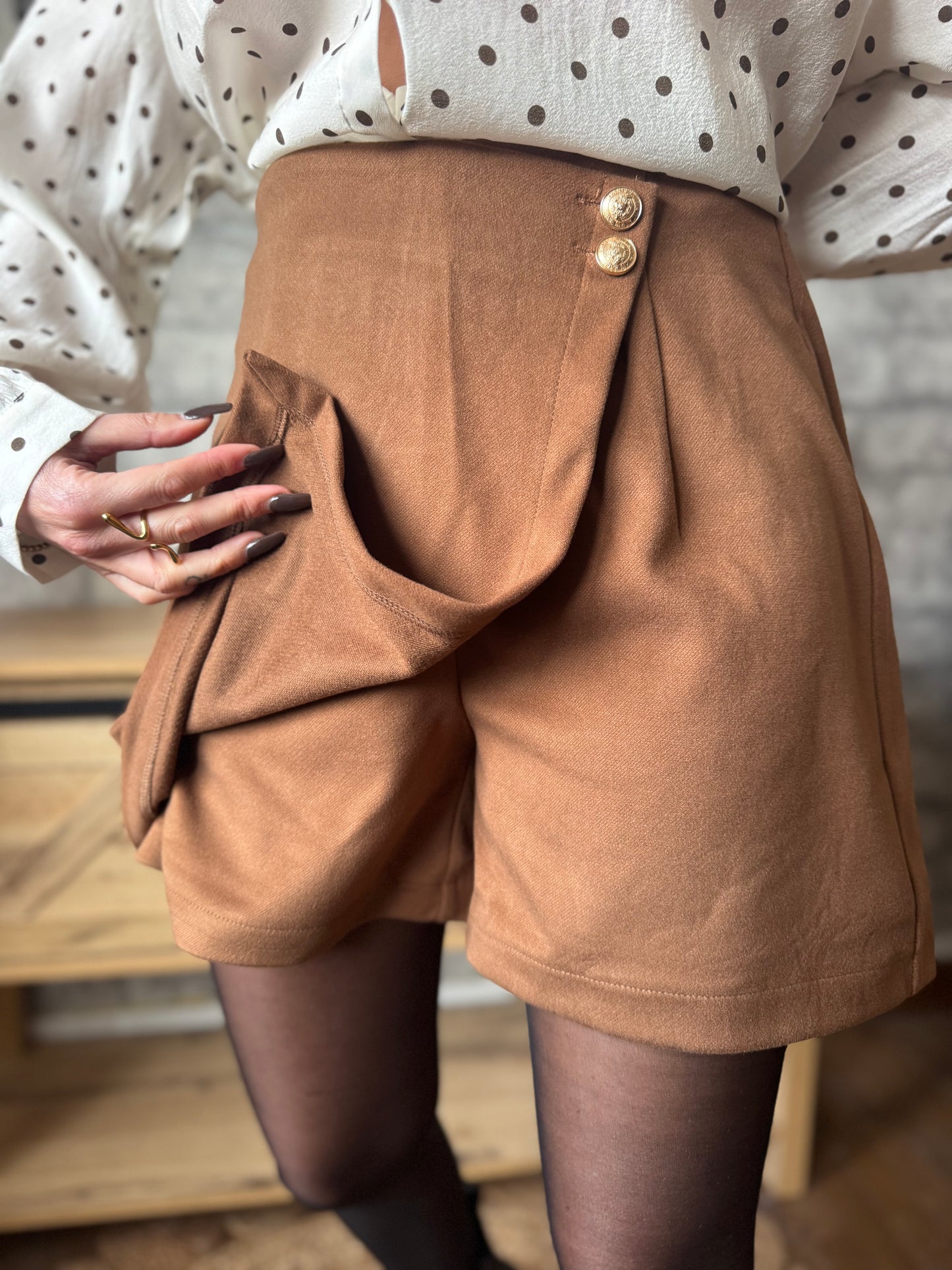 Jupe Short Suédine Camel