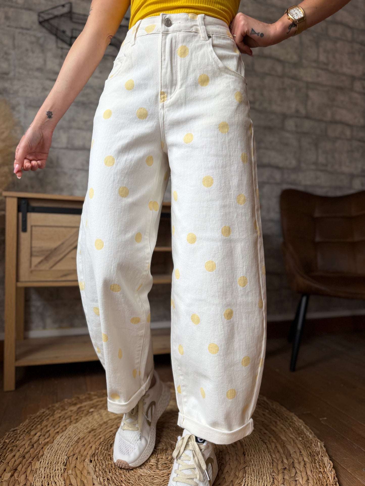 Jean's Ballon Pois Blanc et Jaune