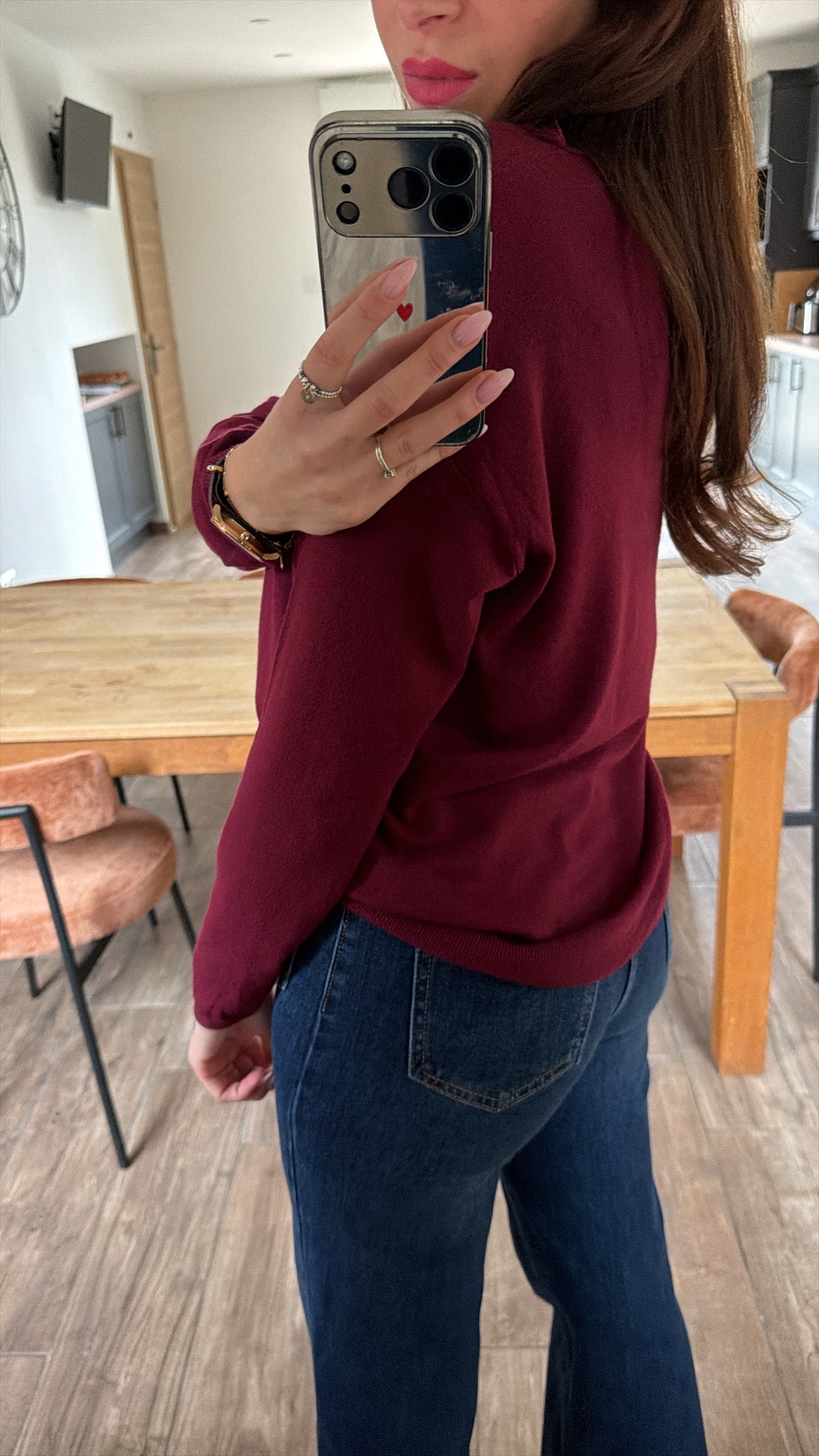 Pull Fin Dentelle Bordeaux